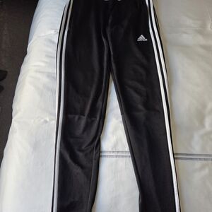 Adidas Black and White Sweatpants with Signature Stripes